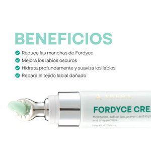 Beneficios de la crema Abera Fordyce para reducir manchas de Fordyce, hidratar y suavizar los labios