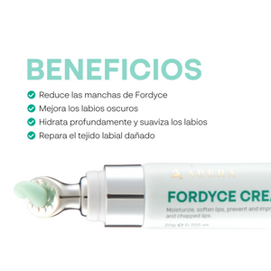 Beneficios de la crema Abera Fordyce para reducir manchas de Fordyce, hidratar y suavizar los labios