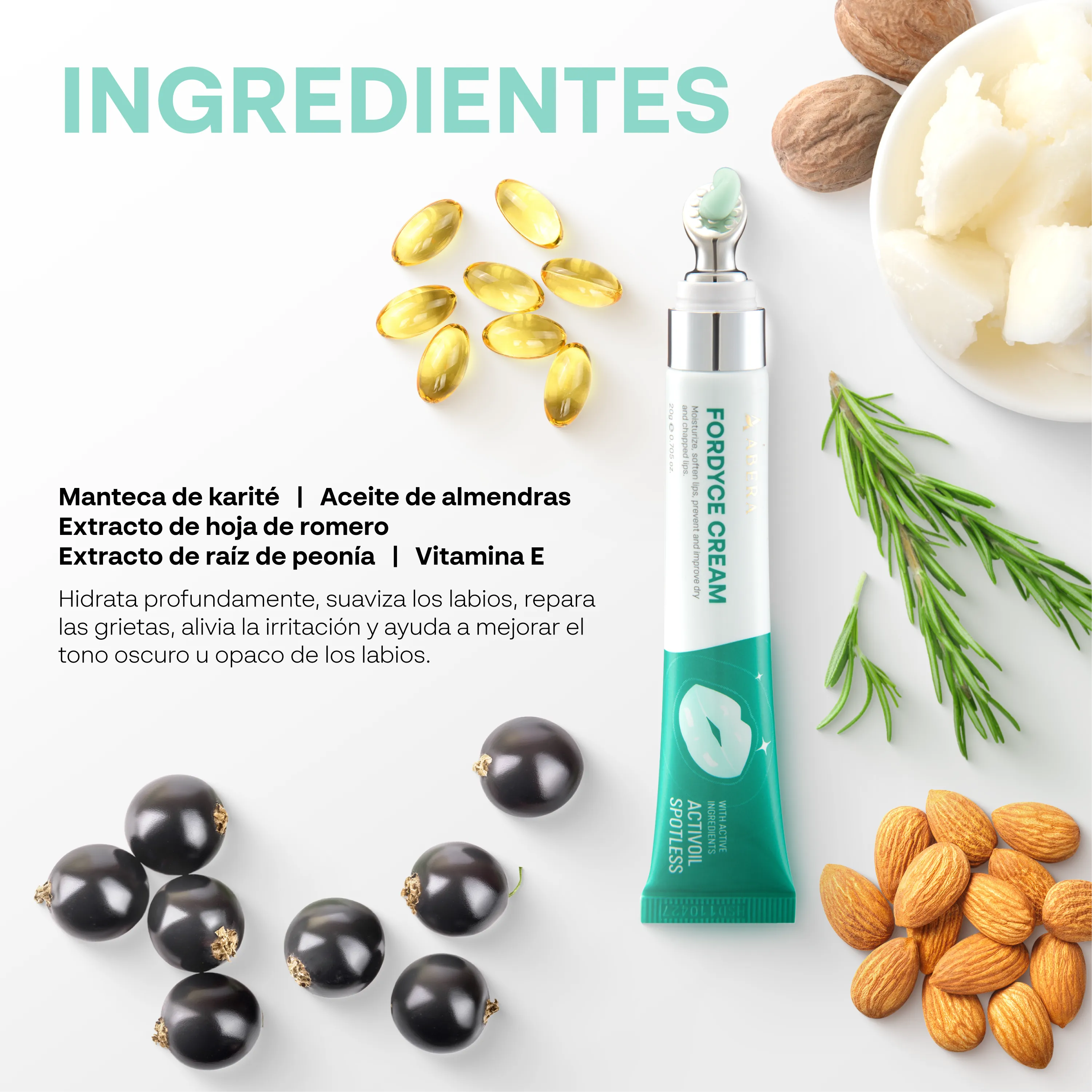 Cómo usar la crema Abera Fordyce en los labios para mejorar la textura y reducir puntos de Fordyce